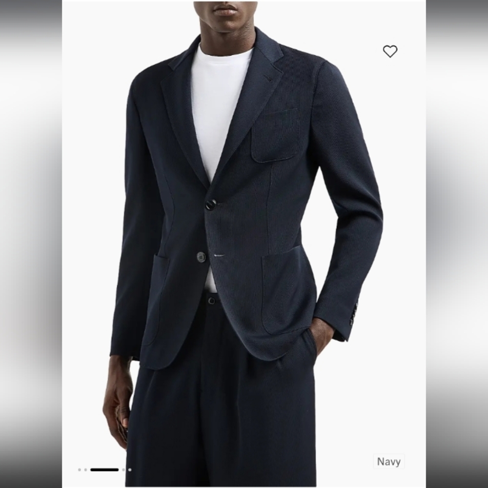 Giorgio Armani Upton Single Breasted Blazer Virgin Wool-Navy-Sz 52R